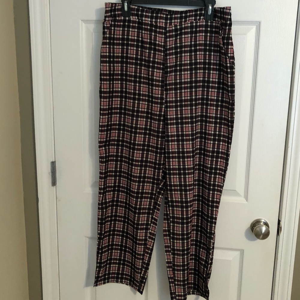 Brown plaid pants